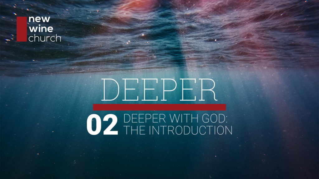 A view from under water, looking up, with rays of sunlight shining down. And the words "Deeper 01: Intro to Deeper"